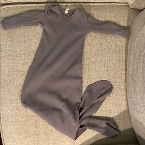 Quincy Mae Gray Ribbed Tie Bottom Baby Gown